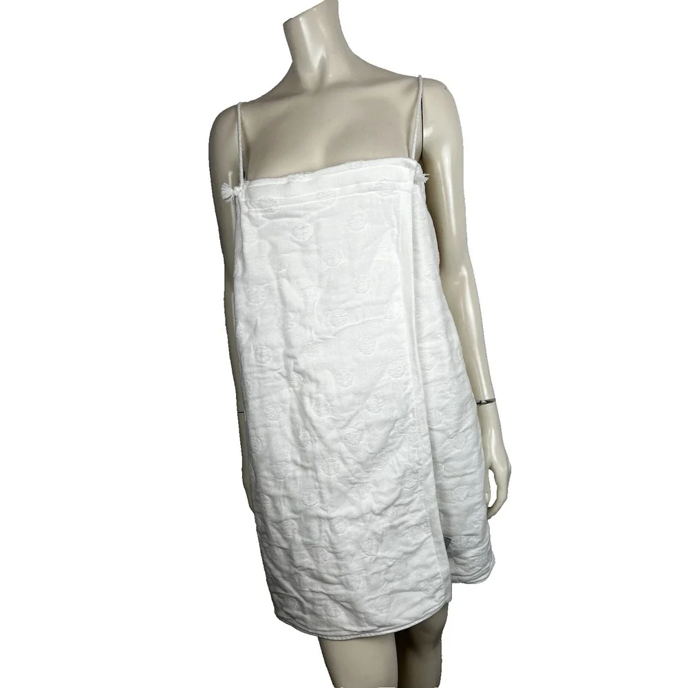 caro home women's white hook & loop 100% cotton terry wrap with straps